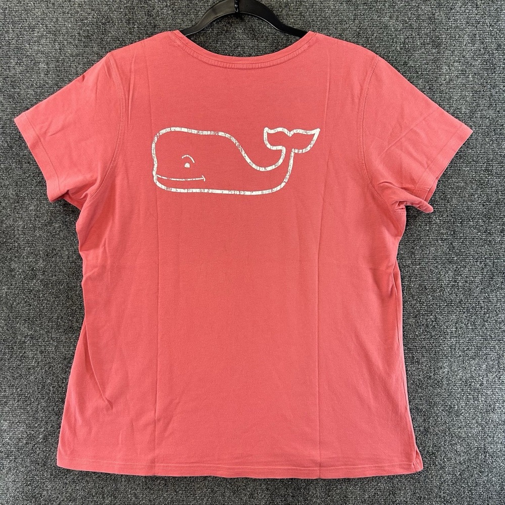 Vineyard Vines Whale Cotton Graphic Pocket Tee Womens Large Pink Casual Preppy
